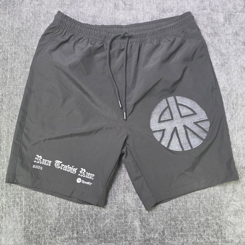 Spotify Run Travis Run 2025 Mens Medium Black Athletic Shorts Sporty Retro Music
